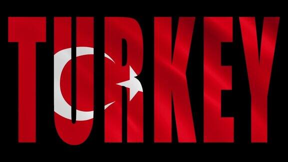 土耳其标志剪影与旗帜飘扬