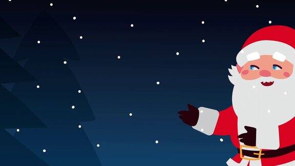 圣诞动画与圣诞老人晚上快乐快乐