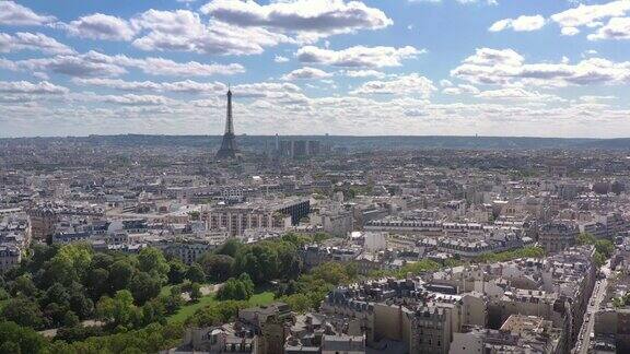 巴黎市景晴天航拍全景4k法国