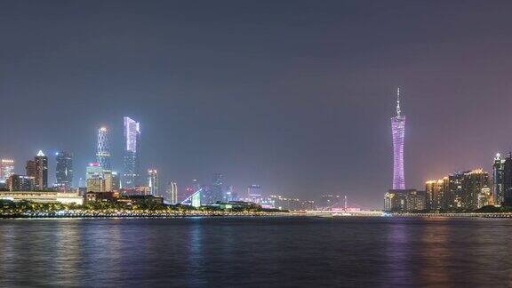 中国广东珠江夜景延时摄影