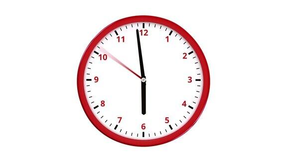 快速转动的时钟指针在圆形的红色时钟