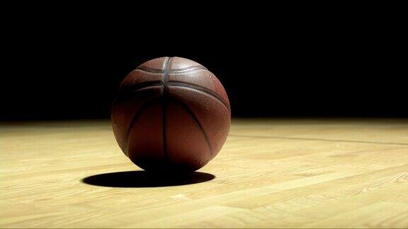 地板上的篮球特写