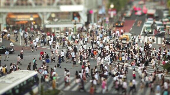 日本东京混乱的涩谷十字路口