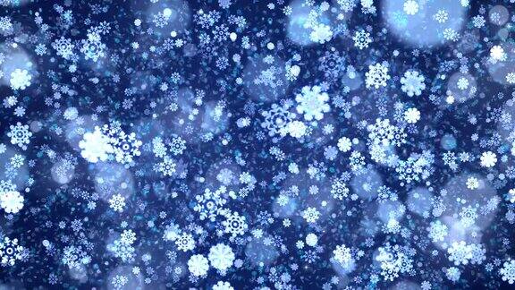 蓝色抽象圣诞雪花背景