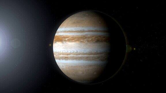 旋转行星木星在太空与黑洞