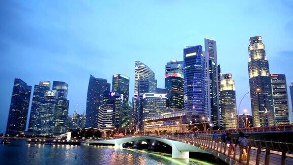 黄昏时的新加坡城市风景