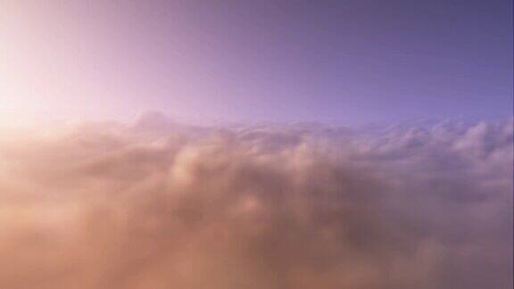 飞行在天堂黄昏黄昏云景动画全景云循环