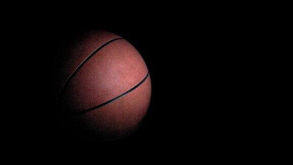 篮球旋转的黑色背景循环
