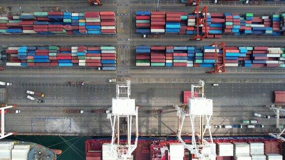 仓库集装箱运输系统的鸟瞰图国际货运代理进出口业务物流