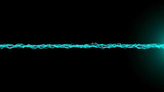 发光粒子的波浪形表面带有闪光电脑动画的背景
