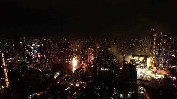 泰国曼谷的新年焰火庆祝活动