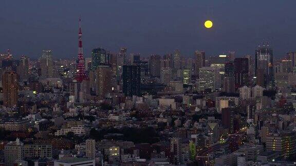 东京城市景观-超级月亮-缩小