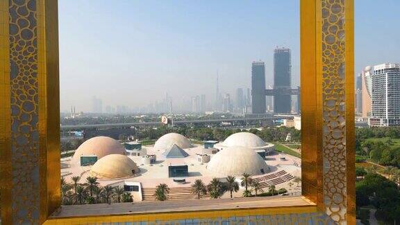 迪拜框架鸟瞰图市中心的上升在阿拉伯联合酋长国