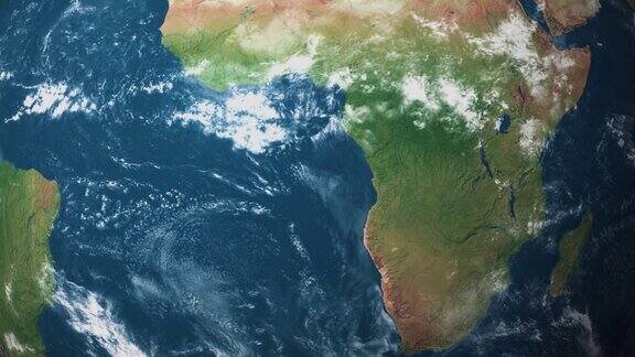 地球放大到非洲卫星视图
