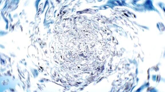 美丽的水漩涡蓝色管白色背景独立透明漩涡3d动画与阿尔法磨砂