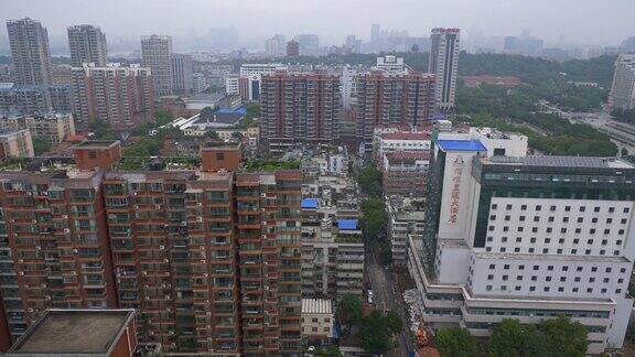 白天武汉城市景观屋顶全景4k中国