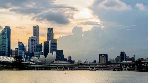 新加坡滨海湾的日落