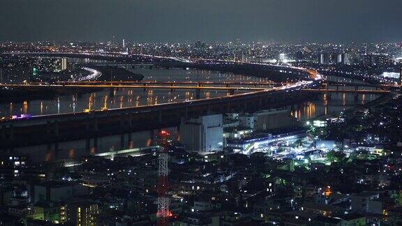东京市内夜景及交通从船abori观景台观景台上俯瞰