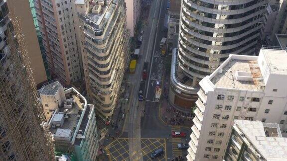 阳光香港市区交通街道屋顶全景4k中国