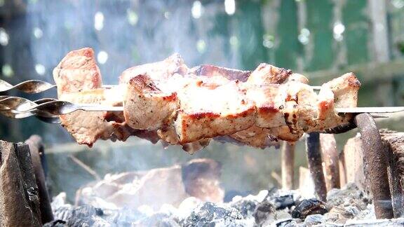 熏烤腌过的猪肉串