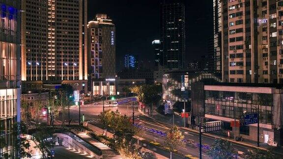 时间流逝现代城市街道的夜景