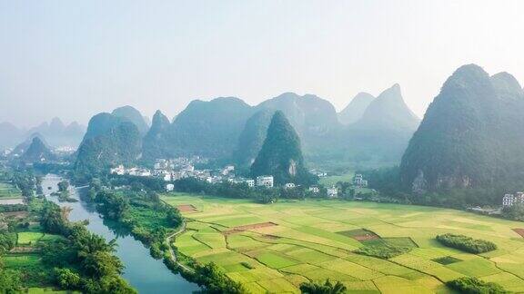航拍桂林山水自然景观