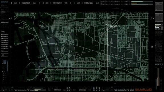 未来HUD数字城市地图