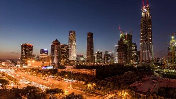 时间推移-鸟瞰图北京CBD和建筑工地