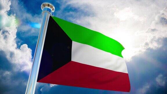 4K-科威特国旗|可循环股票视频
