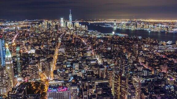 美国纽约市曼哈顿空中全景
