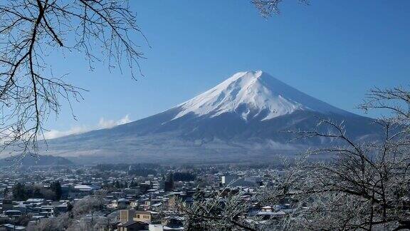 富士山在下雪的时候