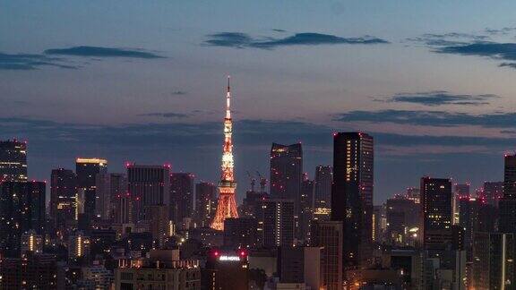 从夜晚到白天的时间推移-东京夜间的高架视图