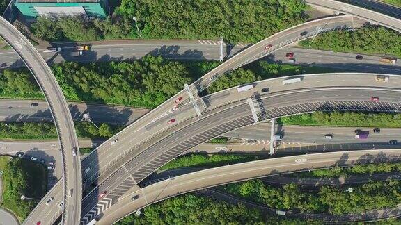 香港市区公路鸟瞰图天桥