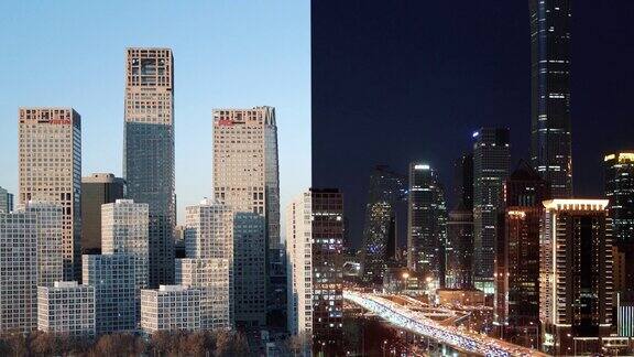 鸟瞰北京和市中心白天和黑夜北京中国