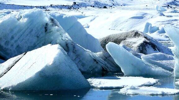 Jokulsarlon冰川环礁湖的全球变暖时间流逝