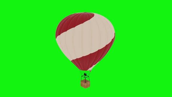 热气球飞行的动画绿屏4k镜头