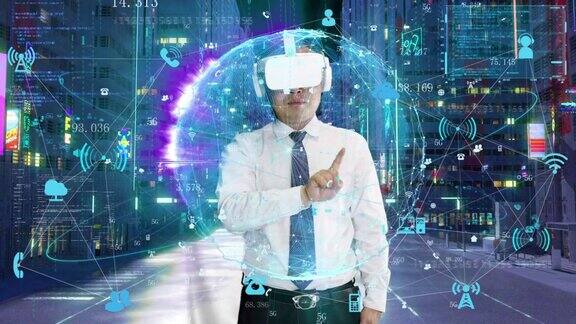 戴上vr虚拟现实智能眼镜体验元宇宙网络世界