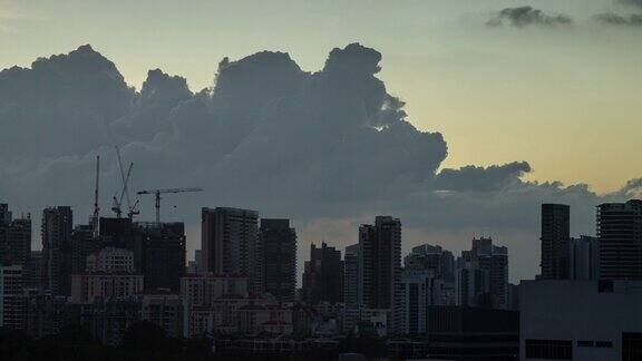 日落时间新加坡城市屋顶生活住宅区屋顶时间推移全景4k