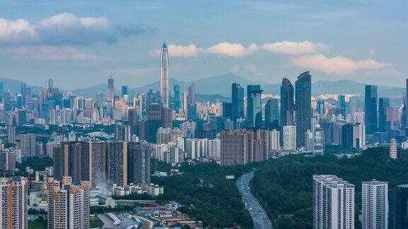 深圳现代建筑在白天平移延时中国深圳