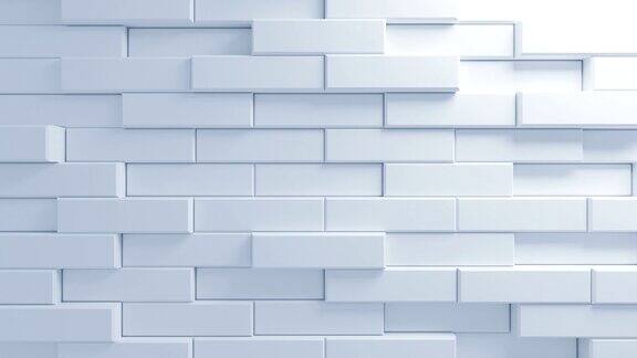 无缝3d动画中美丽的白色砖块在墙壁中移动抽象运动设计背景计算机生成过程4kUHD3840x2160