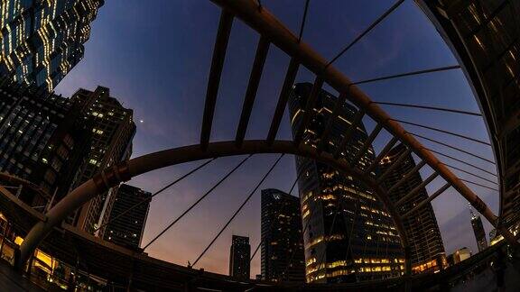 时间推移:美丽的城市景观曼谷城市在黄昏