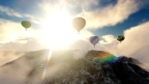 飞越山顶的气球