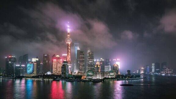 时光流逝夜晚俯瞰上海(Zoom)