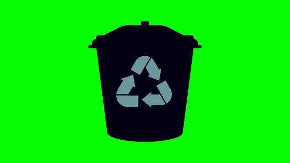 回收站动画在白色的背景垃圾桶图标