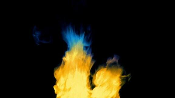 神奇的火焰燃烧的黄色和蓝色