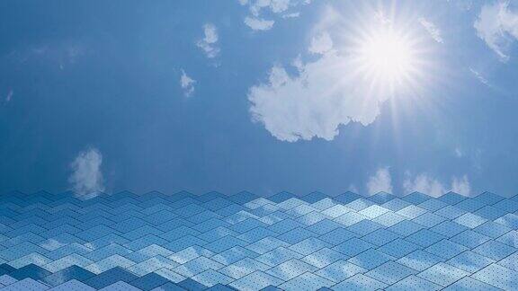 太阳能电池板在阳光下充能