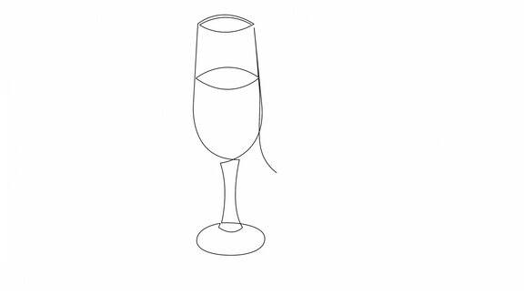 两个酒杯连续划线自画动画杯的香槟