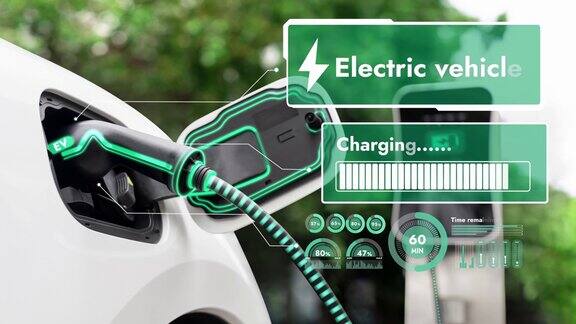 未来智能电动汽车充电器为电池充电中