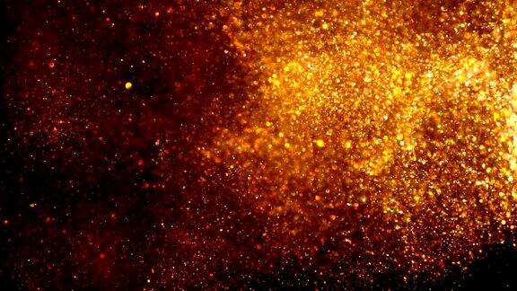 黄金散焦颗粒背景闪烁系列不同的粒子运动Version9