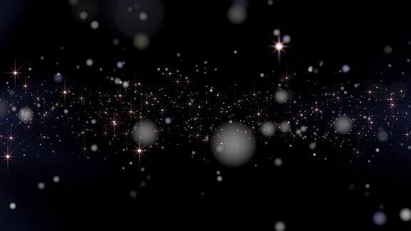 闪光粒子框架散景粒子与具有自由空间的恒星循环动画